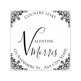 Carimbo Auto Entintado Monogram Return Address Self-inking Stamp