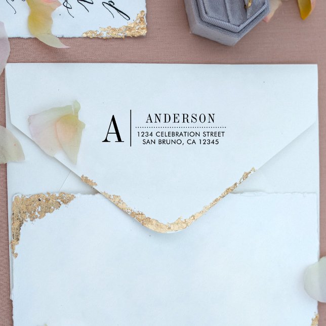 Carimbo Auto Entintado Monograma Clássico | Endereço inicial de devolução (Criador carregado)