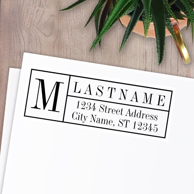 Carimbo Auto Entintado Monograma da família tradicional e endereço de dev (Criador carregado)