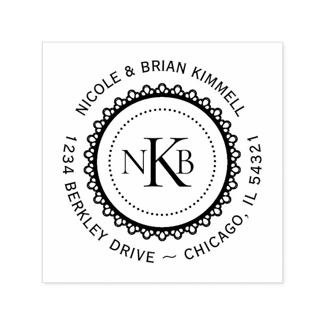 Carimbo Auto Entintado Monograma de Iniciais Arredondados Crie o seu (Design)