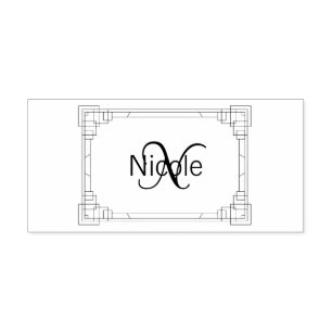 Carimbo Auto Entintado Monograma de Nome Art Déco Vintage Elegante