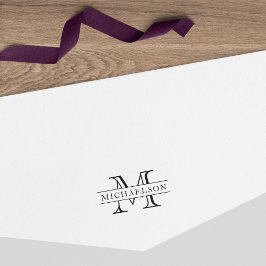 Carimbo Auto Entintado Monograma de Sobrenome de Borda Clássica