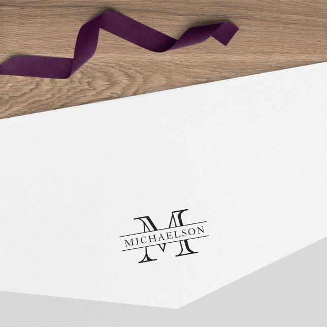 Carimbo Auto Entintado Monograma de Sobrenome de Borda Clássica (Criador carregado)