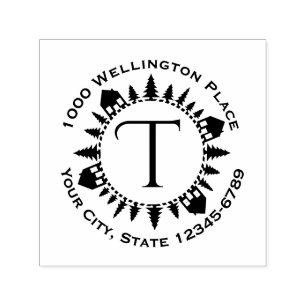 Carimbo Auto Entintado Monograma do Círculo da Aldeia