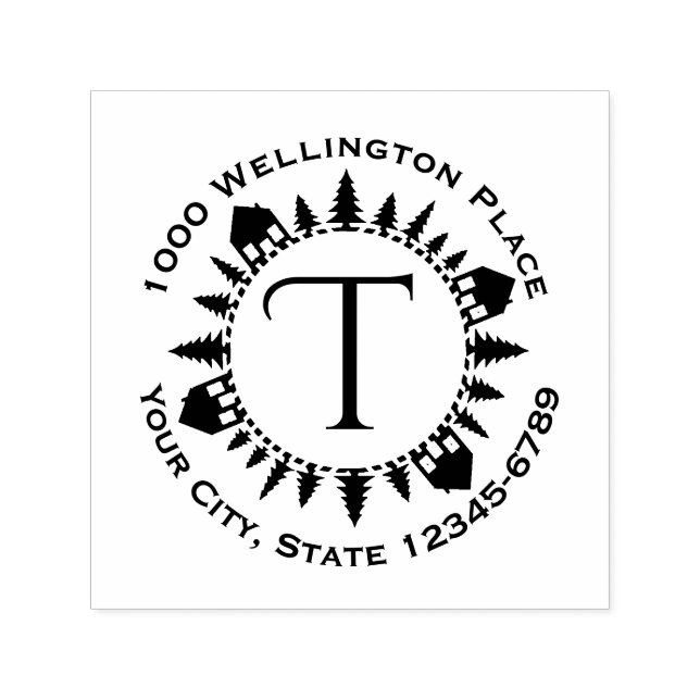 Carimbo Auto Entintado Monograma do Círculo da Aldeia (Design)