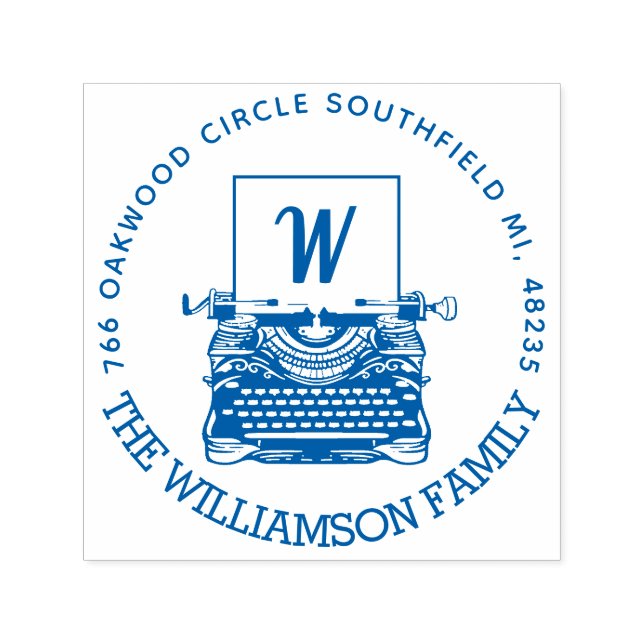 Carimbo Auto Entintado Monograma e Endereço da Máquina de Máquina de Digi (Design)