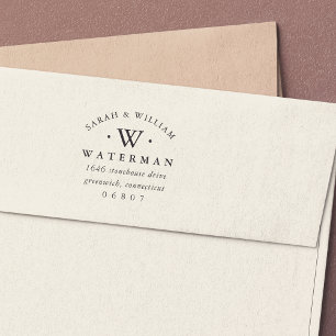 Carimbo Auto Entintado Monograma Elegante Endereço de devolução