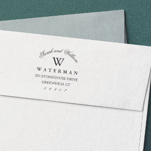 Carimbo Auto Entintado Monograma formal Endereço de devolução