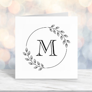 Carimbo Auto Entintado Monograma inicial das folhas redondas