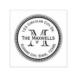 Carimbo Auto Entintado Monograma - Letra Círculo Ponto-redondo Endereço C