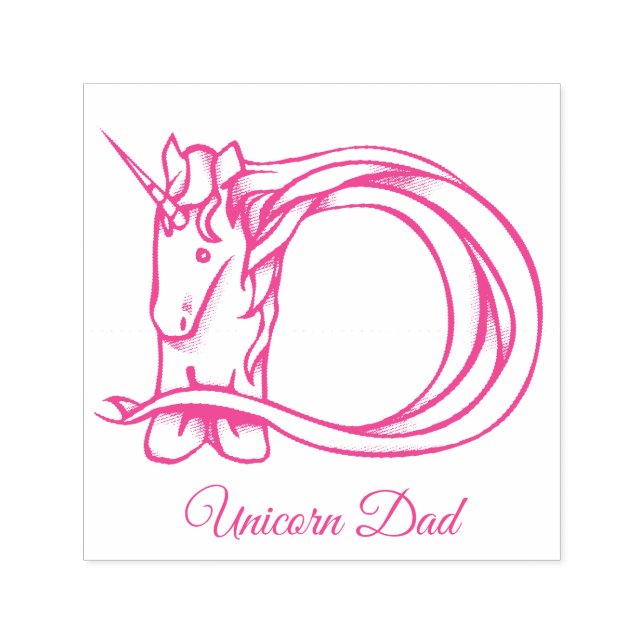 Carimbo Auto Entintado Monograma Magnético D Pai Unicórn ou seu texto (Design)