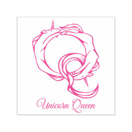 Carimbo Auto Entintado Monograma Magnético Q Unicorn Personalizado Rainha