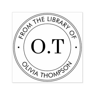 Carimbo Auto Entintado Monograma Moderno da Biblioteca de