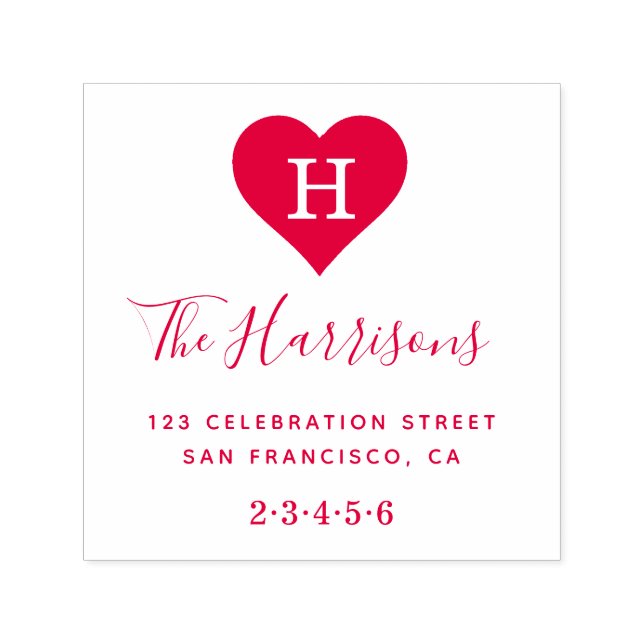 Carimbo Auto Entintado Monograma Personalizado, Nome da Família e Endereç (Design)