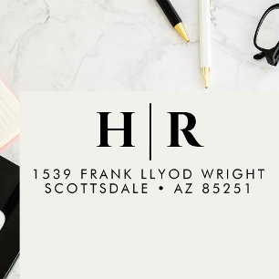 Carimbo Auto Entintado Monograma Simples Endereço de Retorno Personalizad