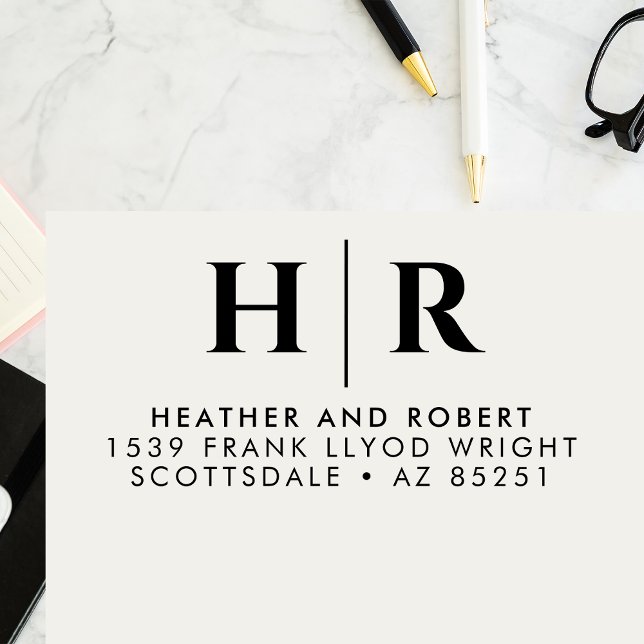 Carimbo Auto Entintado Monograma Simples Endereço de Retorno Personalizad (Criador carregado)