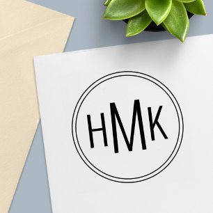 Carimbo Auto Entintado Monograma Simples Limpo 3 Iniciais