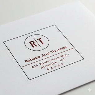 Carimbo Auto Entintado Monogramas iniciais endereço de retorno mínimo mod