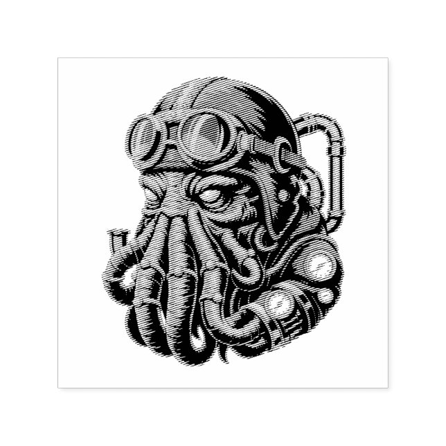 Carimbo Auto Entintado monstro steampunk Cthulhu (Design)