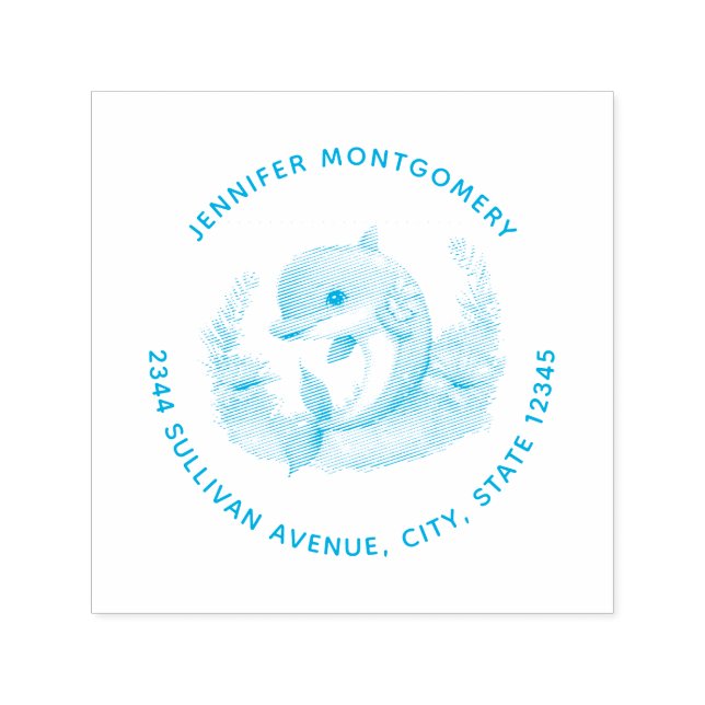 Carimbo Auto Entintado Morada da Criatura do Mar de Golfinho (Design)