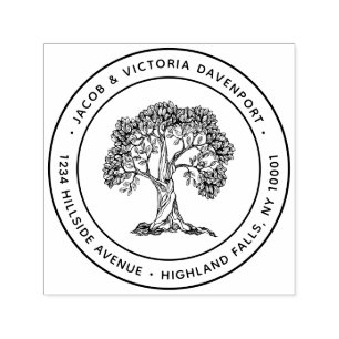 Carimbo Auto Entintado Morada de devolução da Árvore Cristã Simples