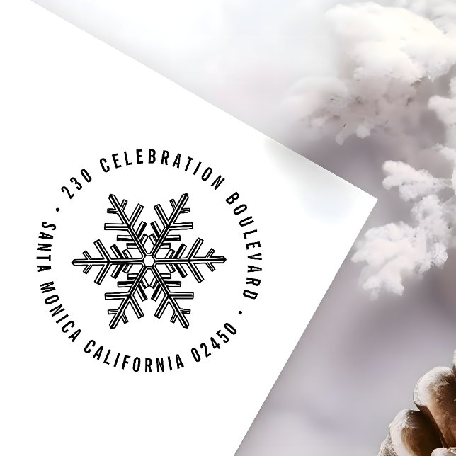 Carimbo Auto Entintado Morada de Devolução de Floco de Neve no Natal Mode (Criador carregado)