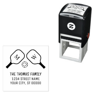 Carimbo Auto Entintado Morada de Esportes de Pickleball e Nome da Bola