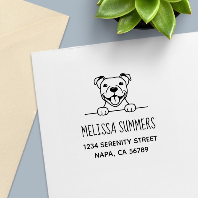 Carimbo Auto Entintado Morada do Cachorro Touro Sorridente (Criador carregado)