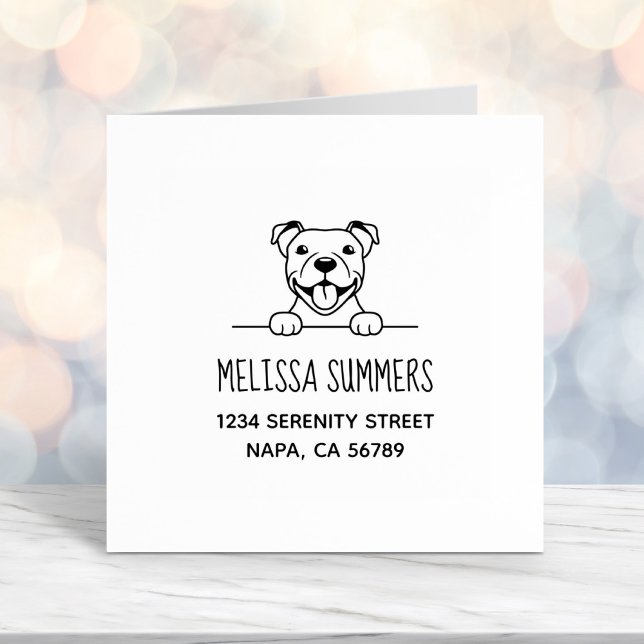 Carimbo Auto Entintado Morada do Cachorro Touro Sorridente (Criador carregado)