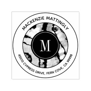 Carimbo Auto Entintado Morada do Monograma de Textura Secundária de Agato