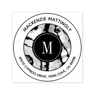 Carimbo Auto Entintado Morada do Monograma de Textura Secundária de Agato