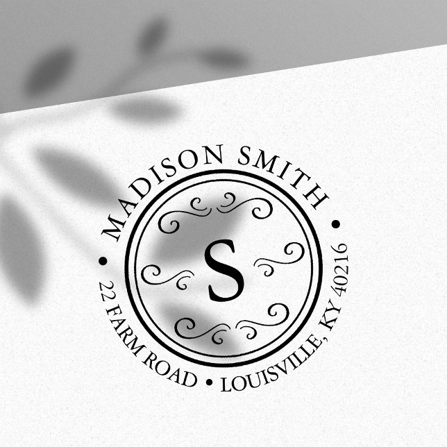 Carimbo Auto Entintado Morada do Monograma em Círculo Redondo Desagradáve (Criador carregado)