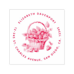 Carimbo Auto Entintado Morangos frescos em um endereço de Wicker Basket