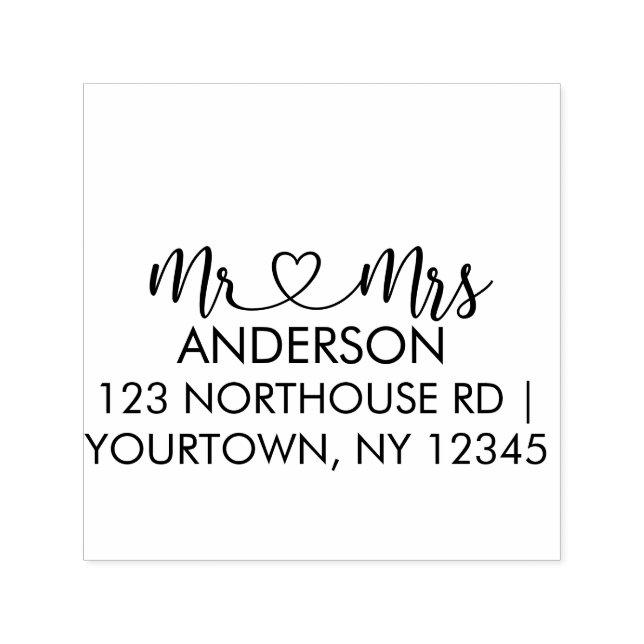Carimbo Auto Entintado Mr. and Mrs. Elegant Script Custom  (Design)