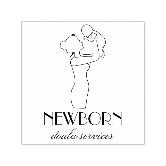 Carimbo Auto Entintado Mulher abraçando bebê recém-nascido (Design)