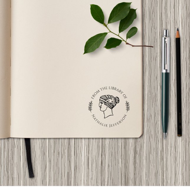 Carimbo Auto Entintado Mulher Grega Clássica Da Biblioteca Do Costume (Criador carregado)