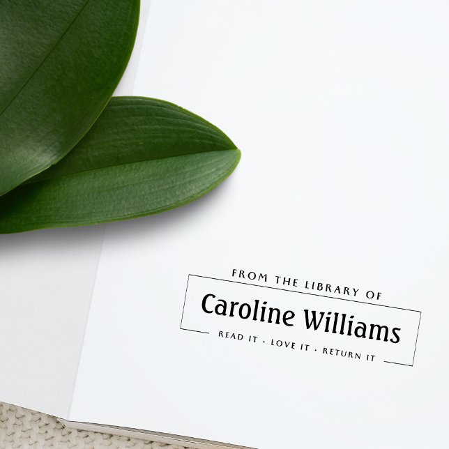 Carimbo Auto Entintado Na Biblioteca Do Nome Personalizado De Retorno Do  (Criador carregado)