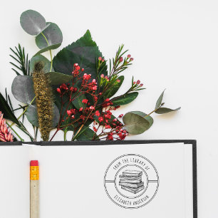Carimbo Auto Entintado Na Biblioteca Do Nome Personalizado Escrito À Mã
