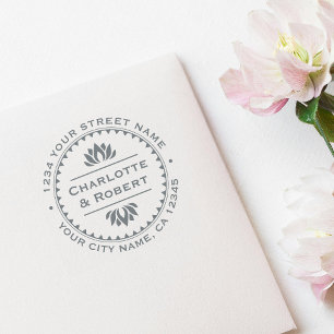 Carimbo Auto Entintado Na moda Lotus Flower Return Address Personalizado