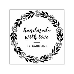 Carimbo Auto Entintado na moda script wreath feito à mão