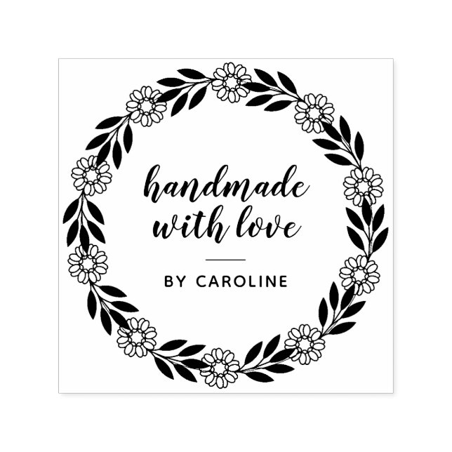 Carimbo Auto Entintado na moda script wreath feito à mão (Design)