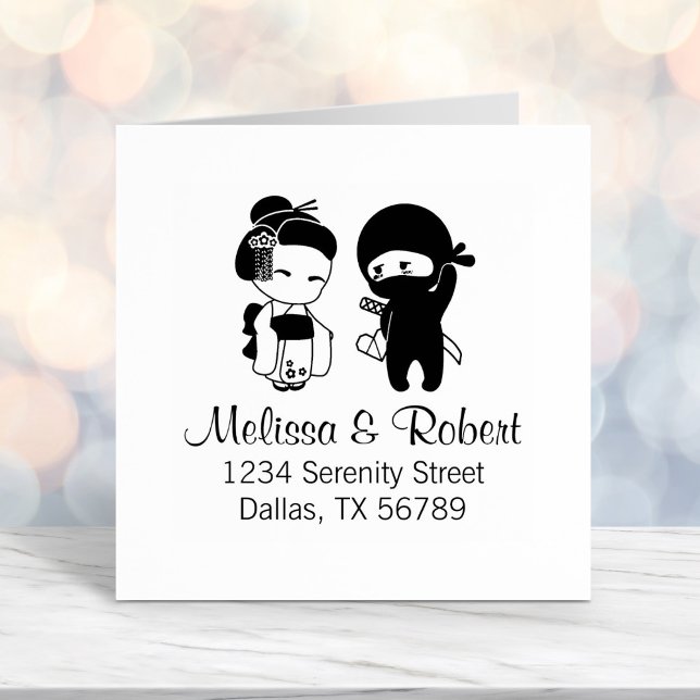 Carimbo Auto Entintado Namorados Ninja e Endereço Geisha (Criador carregado)