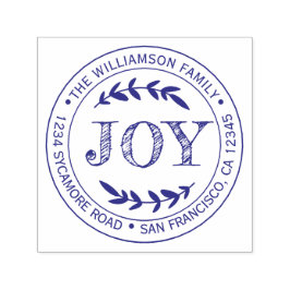 Carimbo Auto Entintado Natal Ano Novo Joy Family Round Endereço de devolu