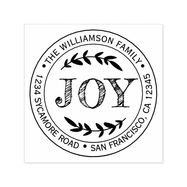 Carimbo Auto Entintado Natal Ano Novo Joy Family Round Endereço de devolu (Design)