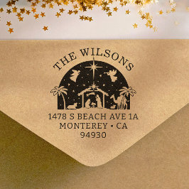 Carimbo Auto Entintado Natividade Cena bebê Jesus Cristo Endereço de reto