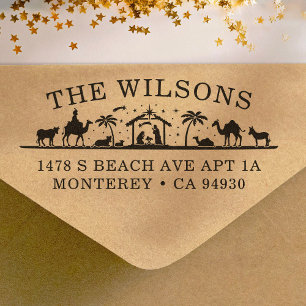 Carimbo Auto Entintado Natividade Cena bebê Jesus Cristo Endereço de reto