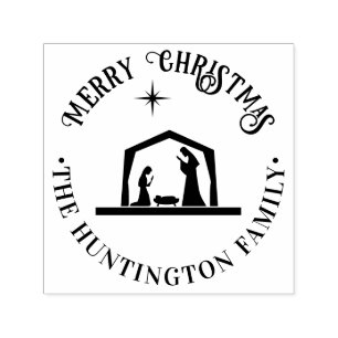 Carimbo Auto Entintado Natividade Jesus Manger Feliz Nome da Família de N