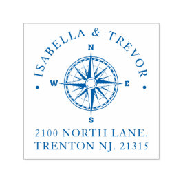 Carimbo Auto Entintado Náutico de Rosa de Bússola | Endereço de devolução