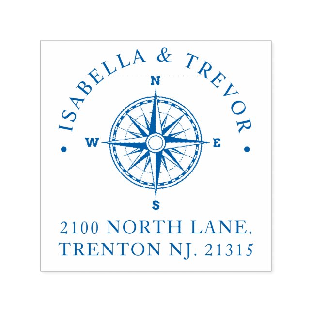 Carimbo Auto Entintado Náutico de Rosa de Bússola | Endereço de devolução (Design)