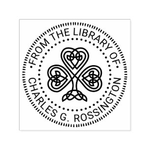 Carimbo Auto Entintado Nó Celtico Biblioteca do Trevo Nome do Livro #3